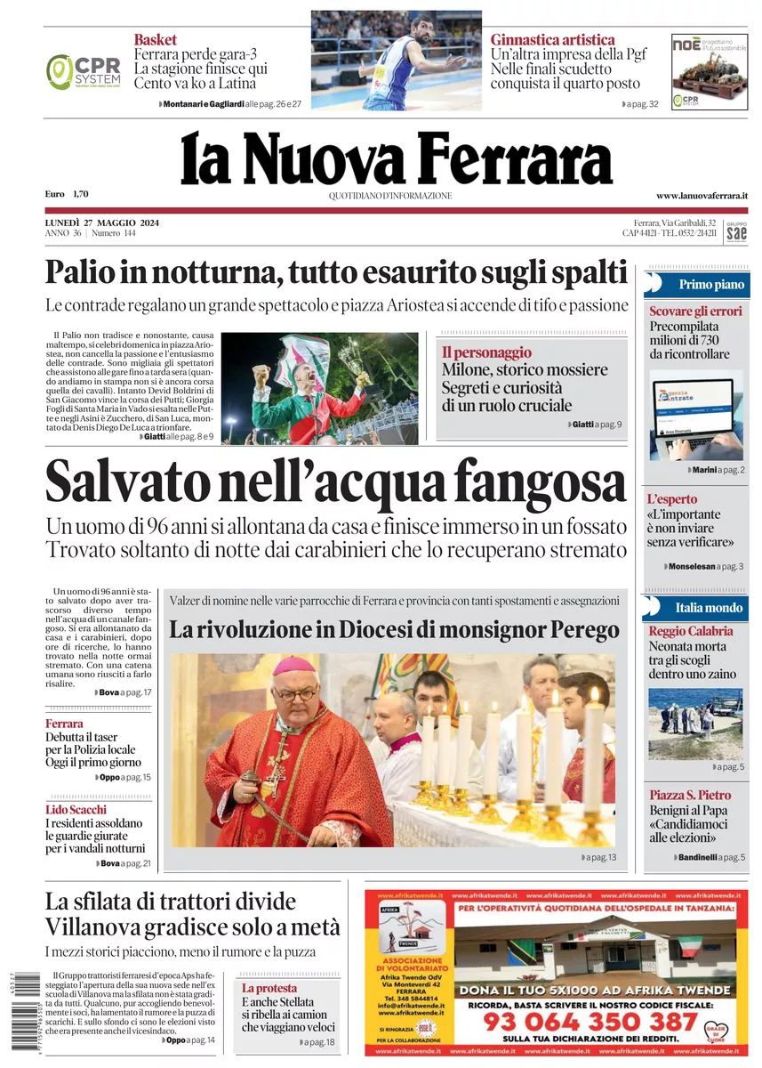 Prima-pagina-nuova ferrara-oggi-edizione-del-2024-05-27